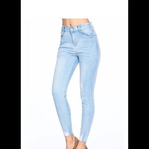 High Waist Ankle Skinny Jeans SNOW WASH
